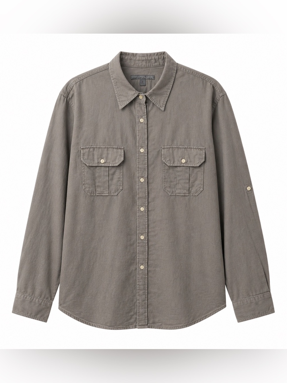 OLD NAVY,ON,MEN,GRAY,LINEN BLEND,BUTTON UP,LONG SLEEVE SHIRT.SIZE-XL.
